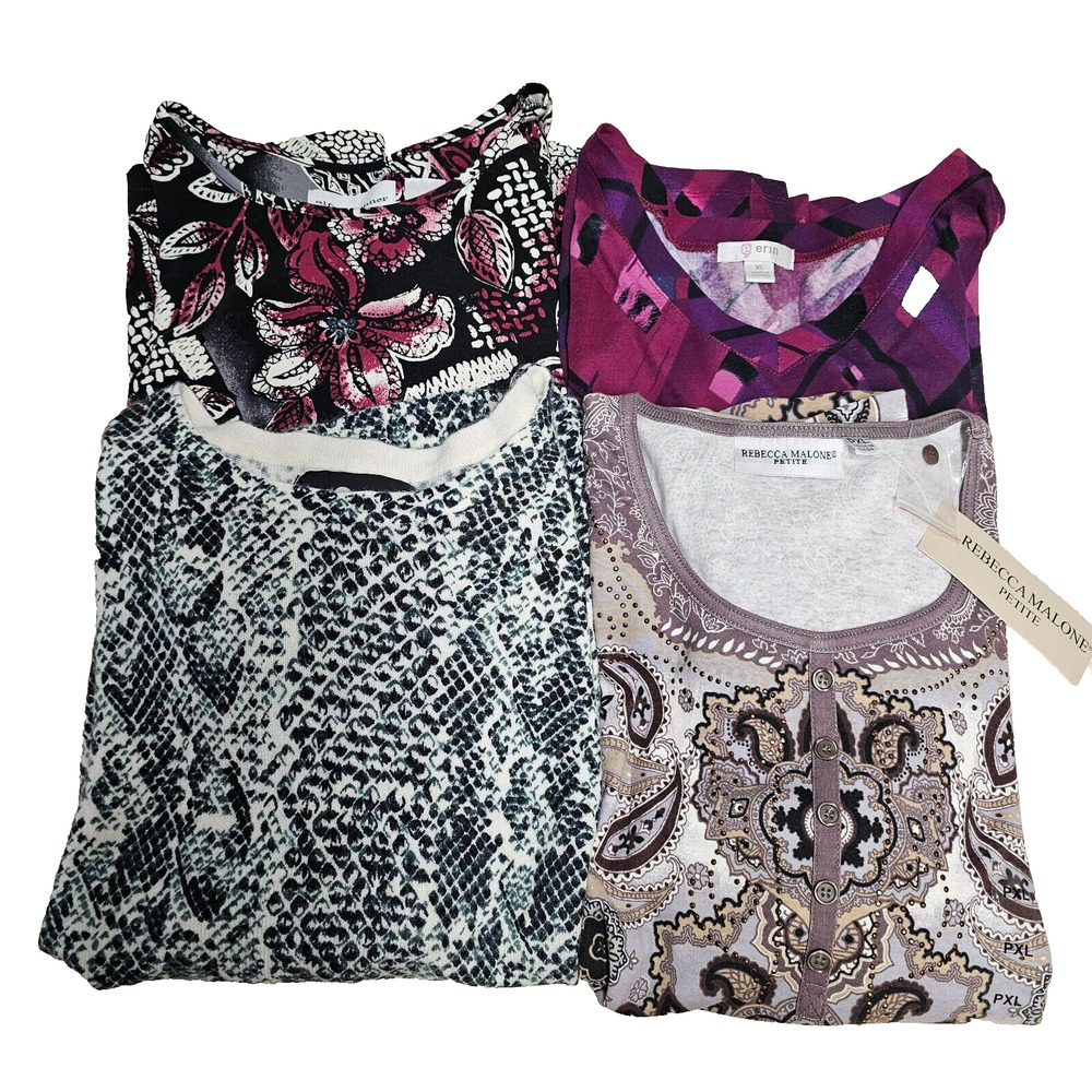Lot of Womens Blouses Size XL PXL 4 Pieces One NWT Rebecca Malone Sag Harbor